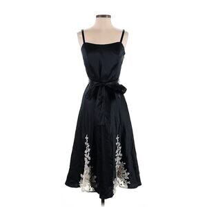 NWT susan lucci silk dress Black White Floral Lace Midi Tie Belt 4